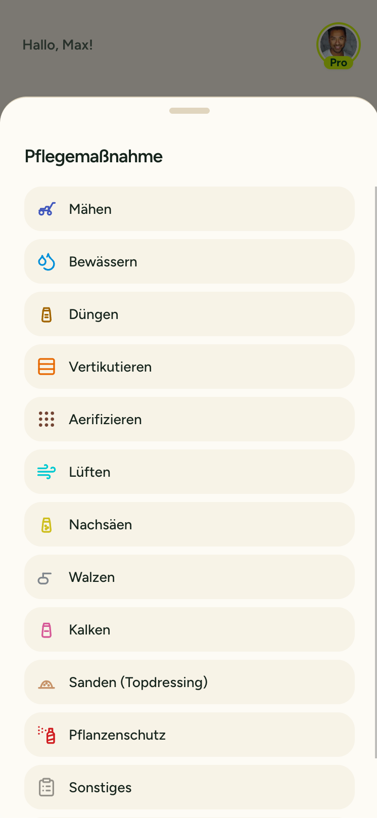 App-Screen: Eintrag anlegen